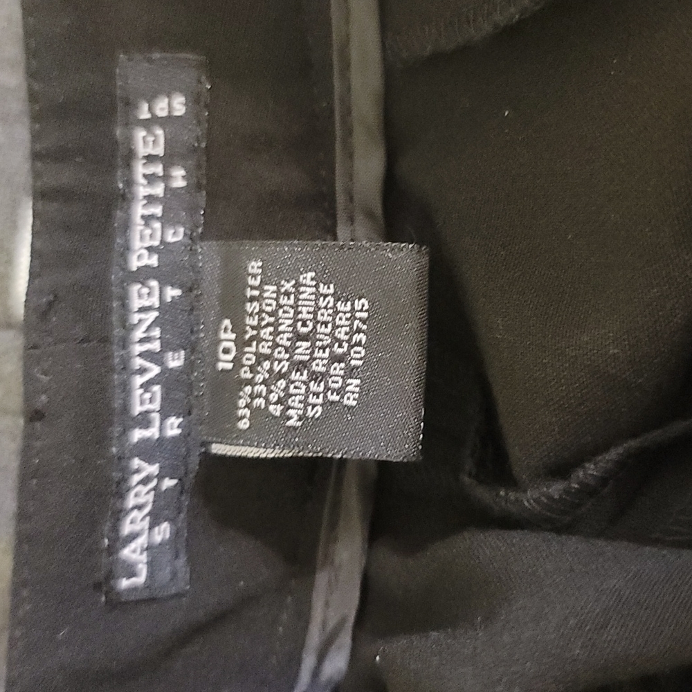 AUTH LARRY LEVINE PETITE BLACK STRETCH PANTS 10P - Picture 4 of 4